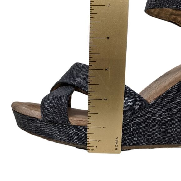 TOMS Metallic Denim Strappy Wedge Heels 12 - Picture 8 of 12